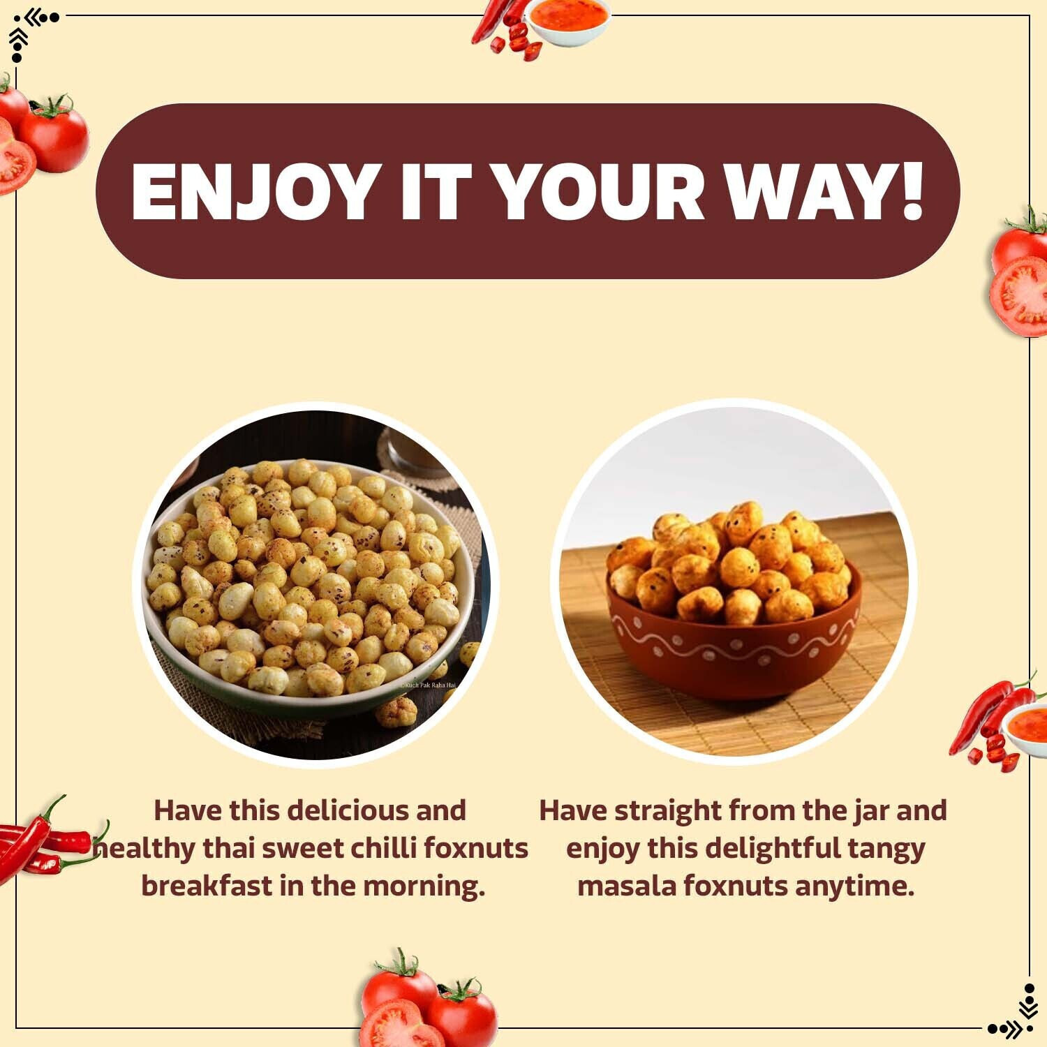 Image of WONDERLAND Roasted Makhana Tangy Masala & Thai Sweet Chilli Foxnuts Assorted Nuts