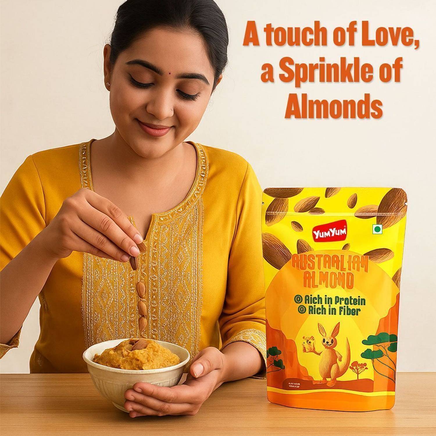 YUM YUM Australian Almond 500g, Australian Badam, Dry Fruits