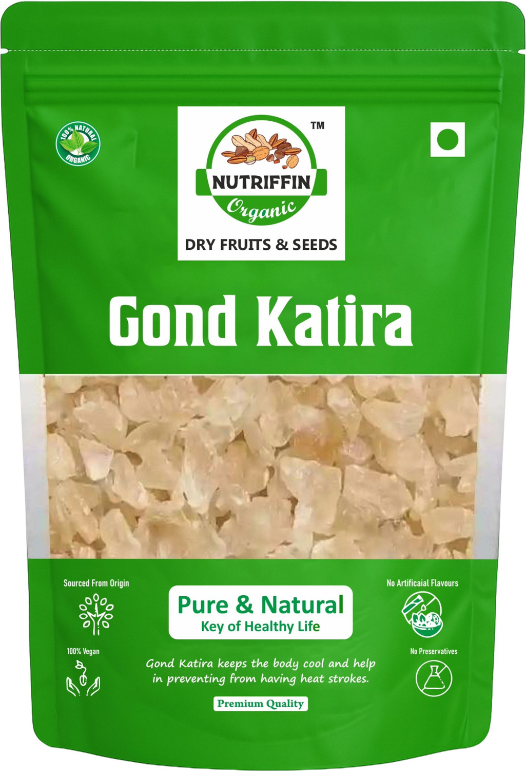 Image of Nutriffin Organic Gond Katira Pure (Edible ) | Tragacanth | Keep body cool | Dried Gum Seed