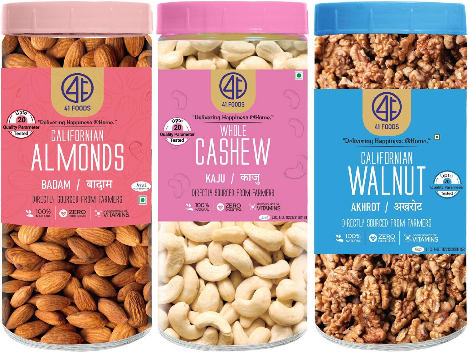 41 foods Premium Dry Fruits Combo Pack of Crunchy 3 Kaju Badam Akhrot 300g | Almonds, Cashews, Walnuts