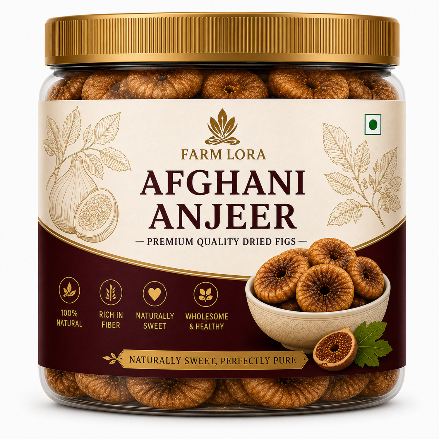Image of Farmlora Premium Afghani Figs 250 Grams Figs, Premium Natural Anjeer Figs