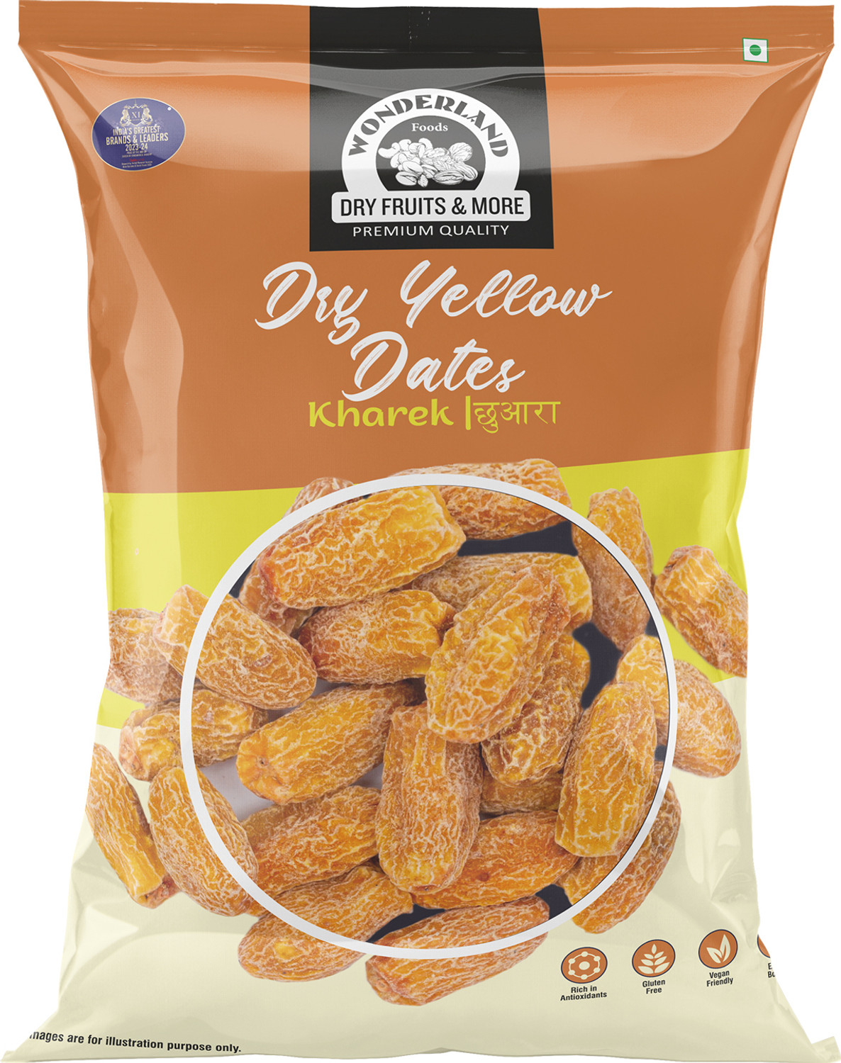 Image of WONDERLAND Dry Fruits Premium Dry Yellow Dates 500g Sukha Khajoor Fibre Rich Dates