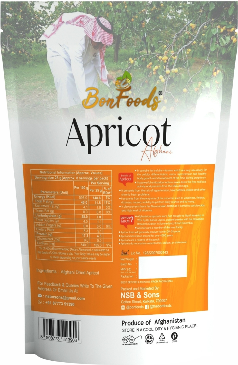 Image of Bon Foods Afghani Apricot (Jardalu, Khurmani,Khubani,Khumani)500gm Apricots (1 x 500 g)