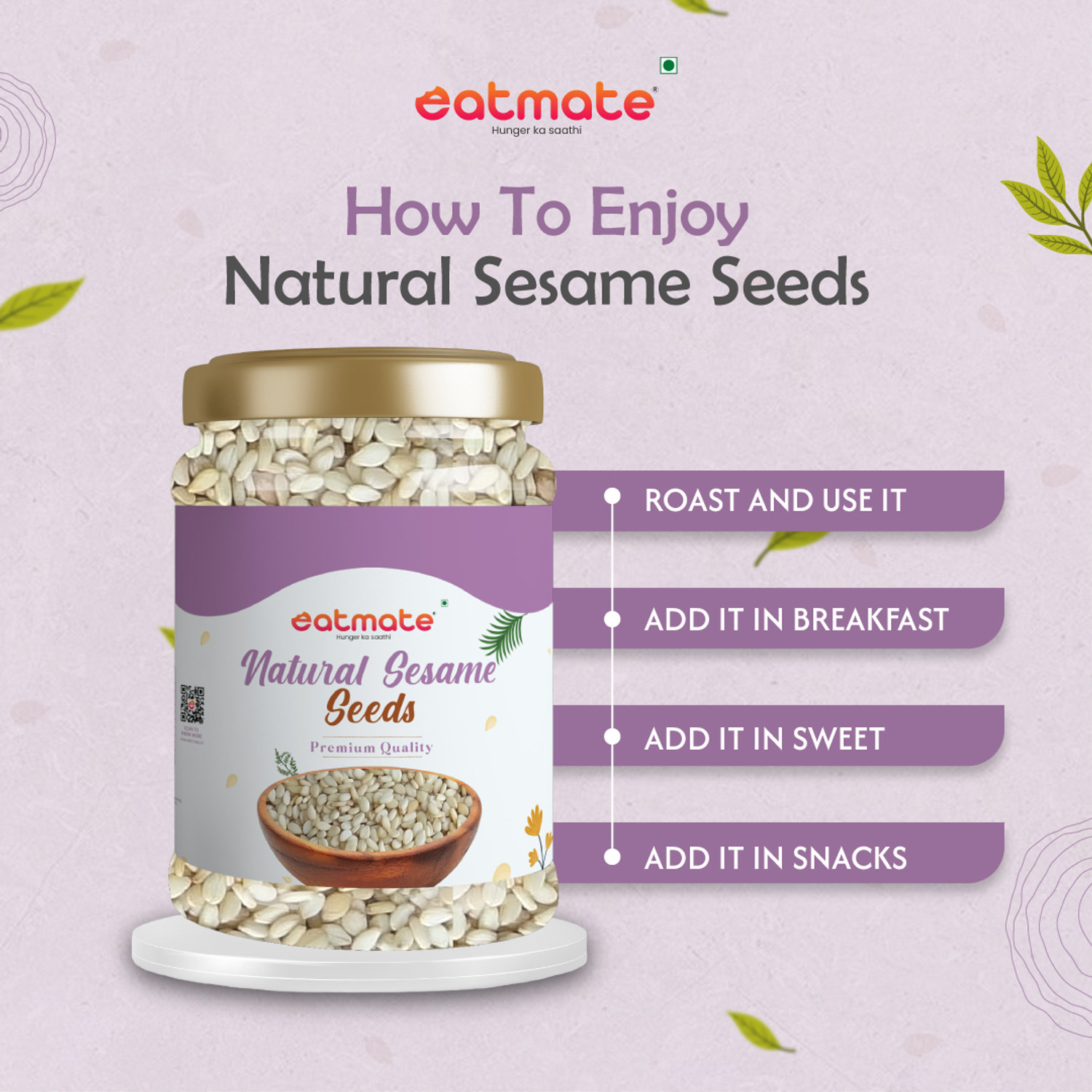 Image of Eatmate Premium Natural sesame Seeds|Till| Super Food Sesame Seeds
