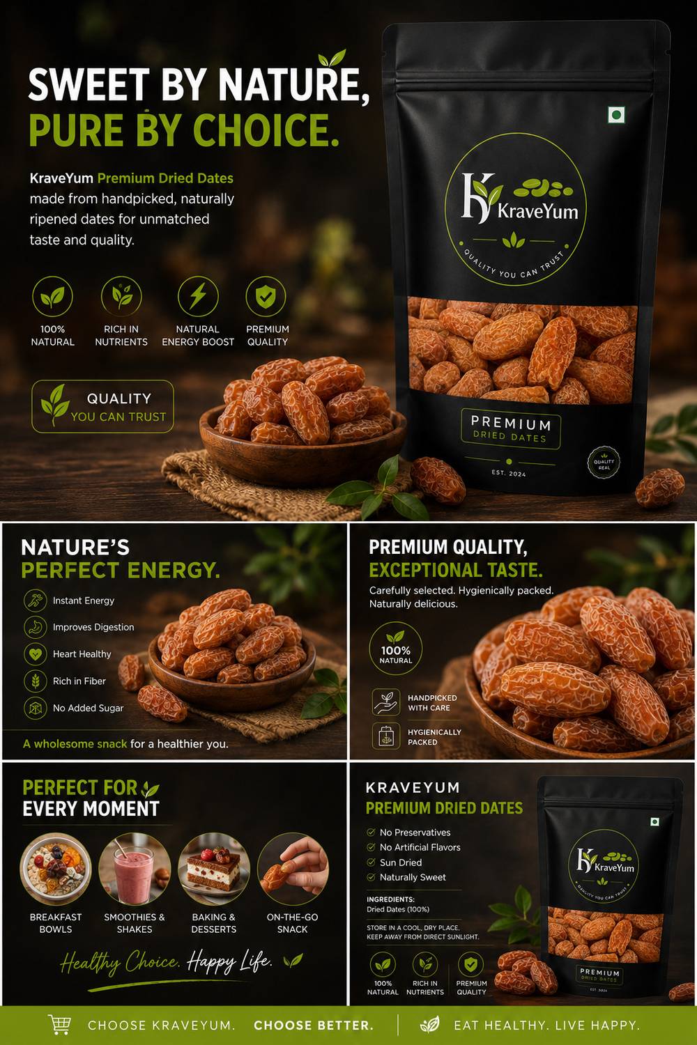 KraveYum Yellow Dry Dates 200g - Image 3