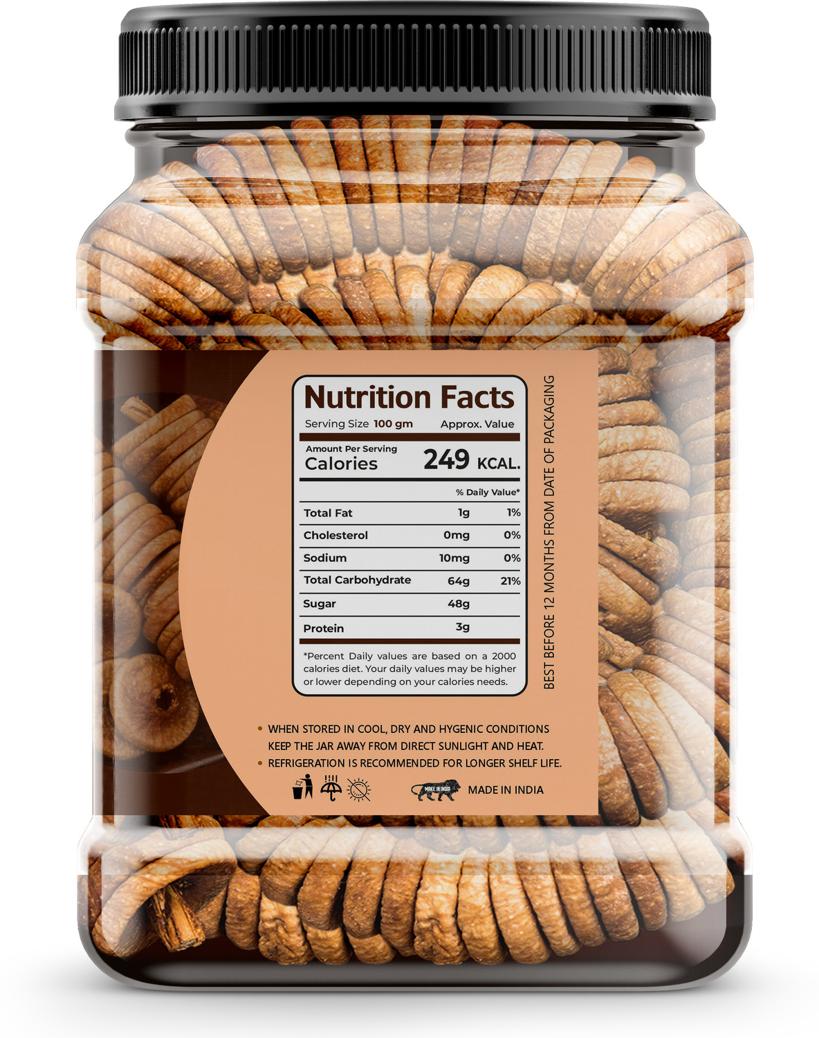 Image of Yajurveda Afghani Anjeer Figs (Dried Figs) Dry Fruits for Body Mass Loss, Immunity Figs