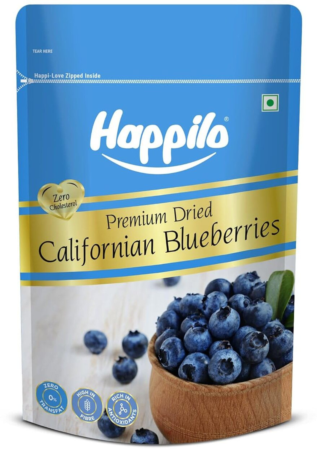 Image of Happilo Premium Dried Californian Bluberries 150gm Blueberry (1 x 150 g)
