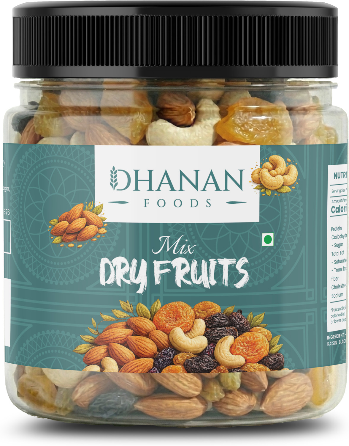 Image of Dhanan foods Natural Premium Healthy Nutmixed[ 250gm ][ JAR ] Almonds, Assorted Fruits & Nuts, Cashews, Dry Dates, Raisins, Kernels