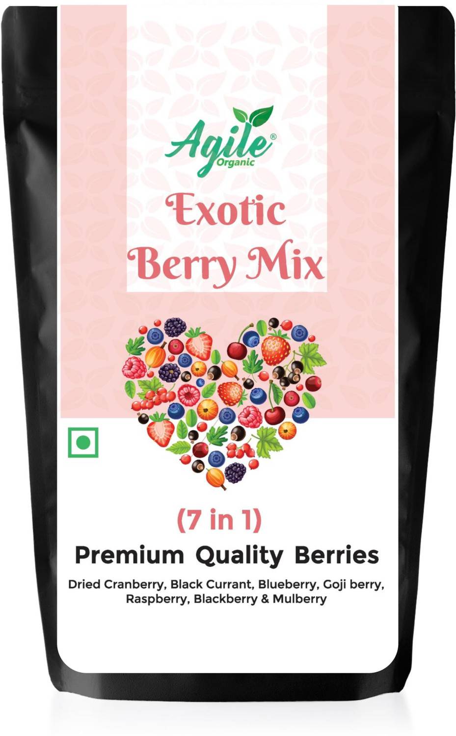 Agile Organic Berry Mix 200g | Dried Berries | Healthy Snacks | Antioxidants | Vegan Cranberries, Blueberry, Raspberries, Blackberry, Mulberries, Goji Berries, Black Currant