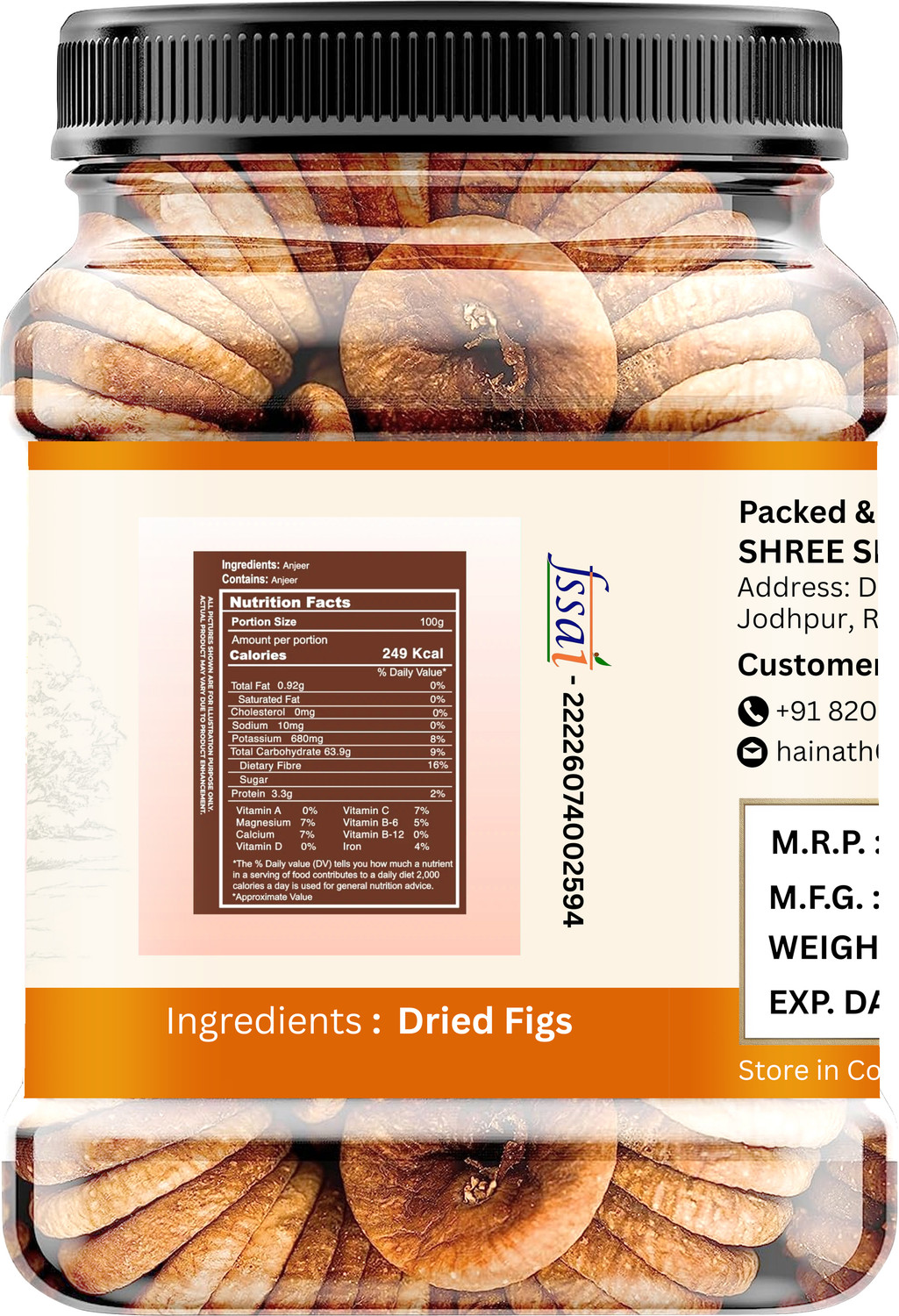 Image of HAI NATH Premium Afghani Anjeer | Naturally Sweet,Soft &Healthy Dried Figs (1 x 1000 g) Figs