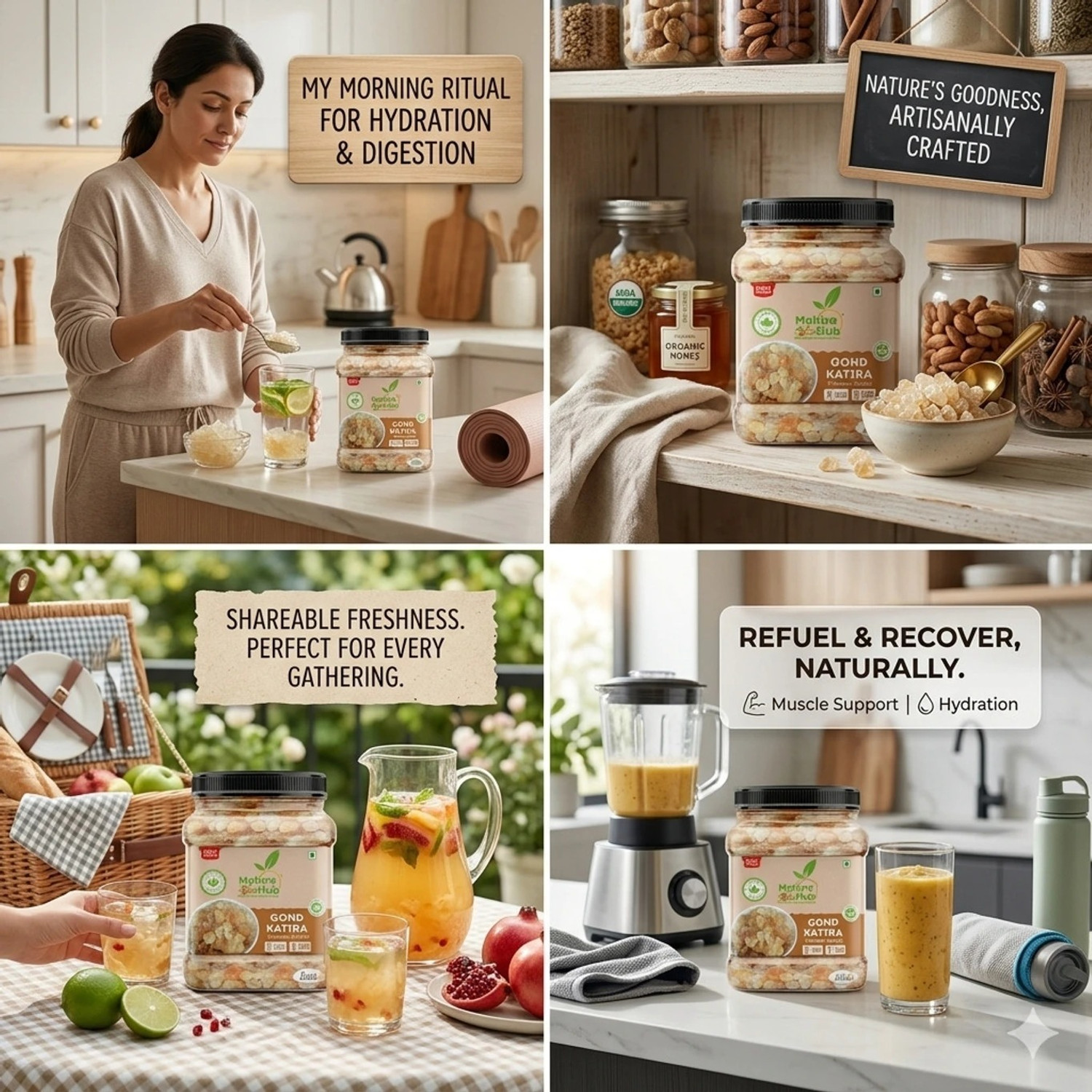 Image of Mahira Hub Pure Natural Gond Katira | Almond Gum Badam Pisin, Tragacanth Gum Dried Gum