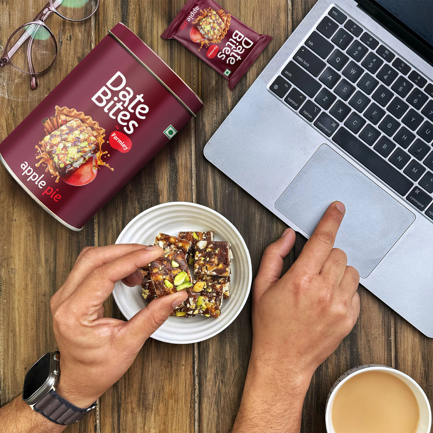 Image of Farmley Apple Pie Date Bites | Indian Sweets | Dry Fruits Barfi | No Added Sugar | Almonds, Cashews, Dates, Pistachios