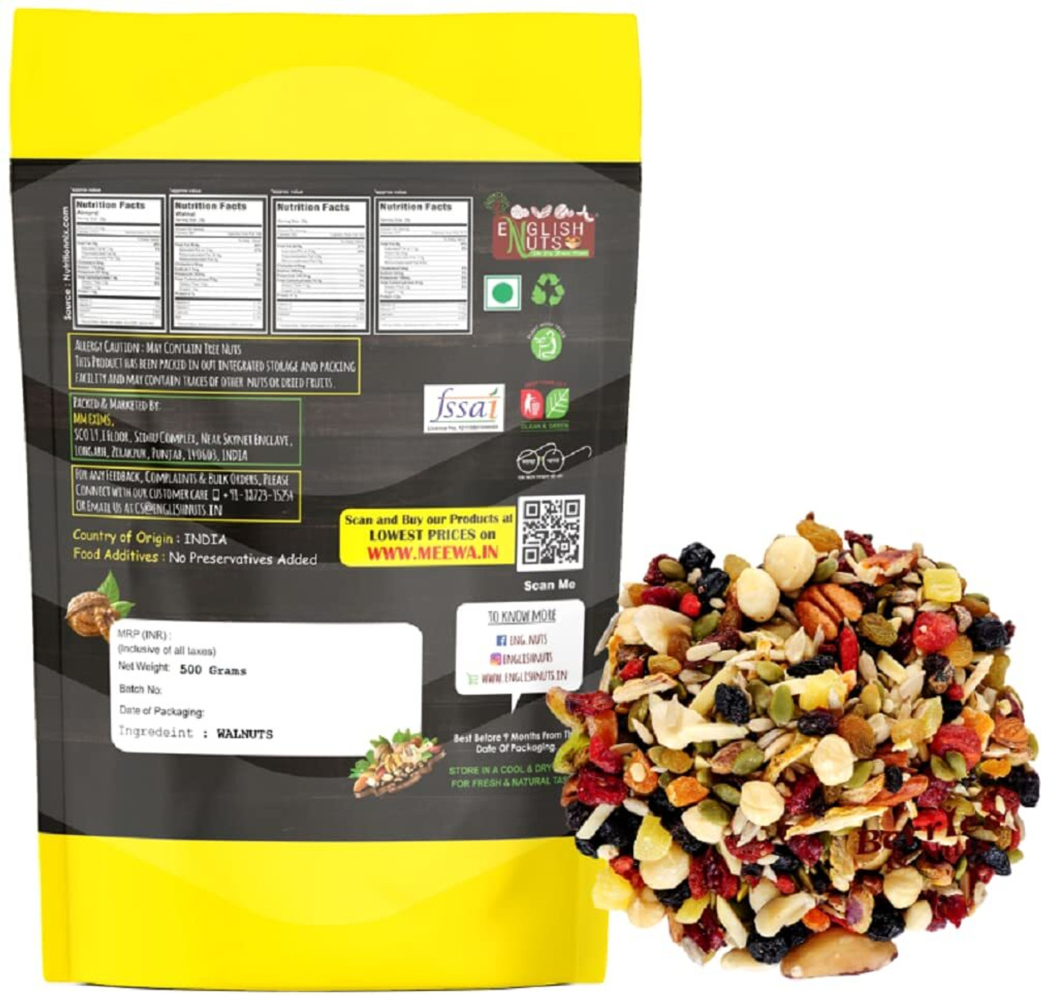 Image of ENGLISH NUTS 1 Kg Premium International Mix Nuts | Mixed Dry fruits, Seeds & Berries 12 in 1 Assorted Seeds & Nuts, Walnuts, Raisins, Cashews, Almonds, Blueberry, Cranberries, Kiwi