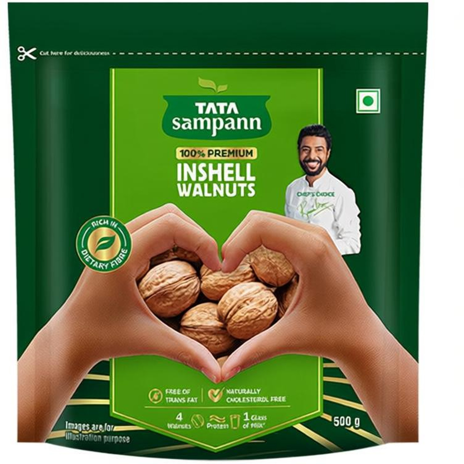 Image of Tata Sampann Inshell Walnuts /Akhrot | Rich in Protein, Dietary Fibre, Magnesium & Phosphorus Walnuts (1 x 500 g)