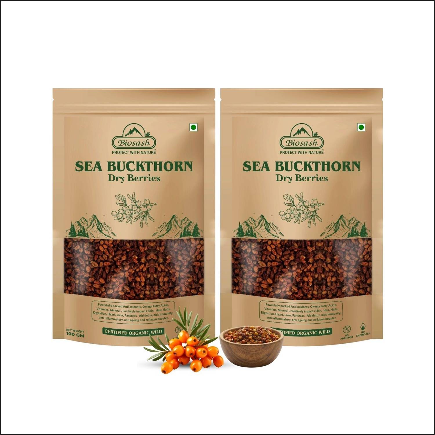 BIOSASH Seabuckthorn Dry Berries Goji Berries
