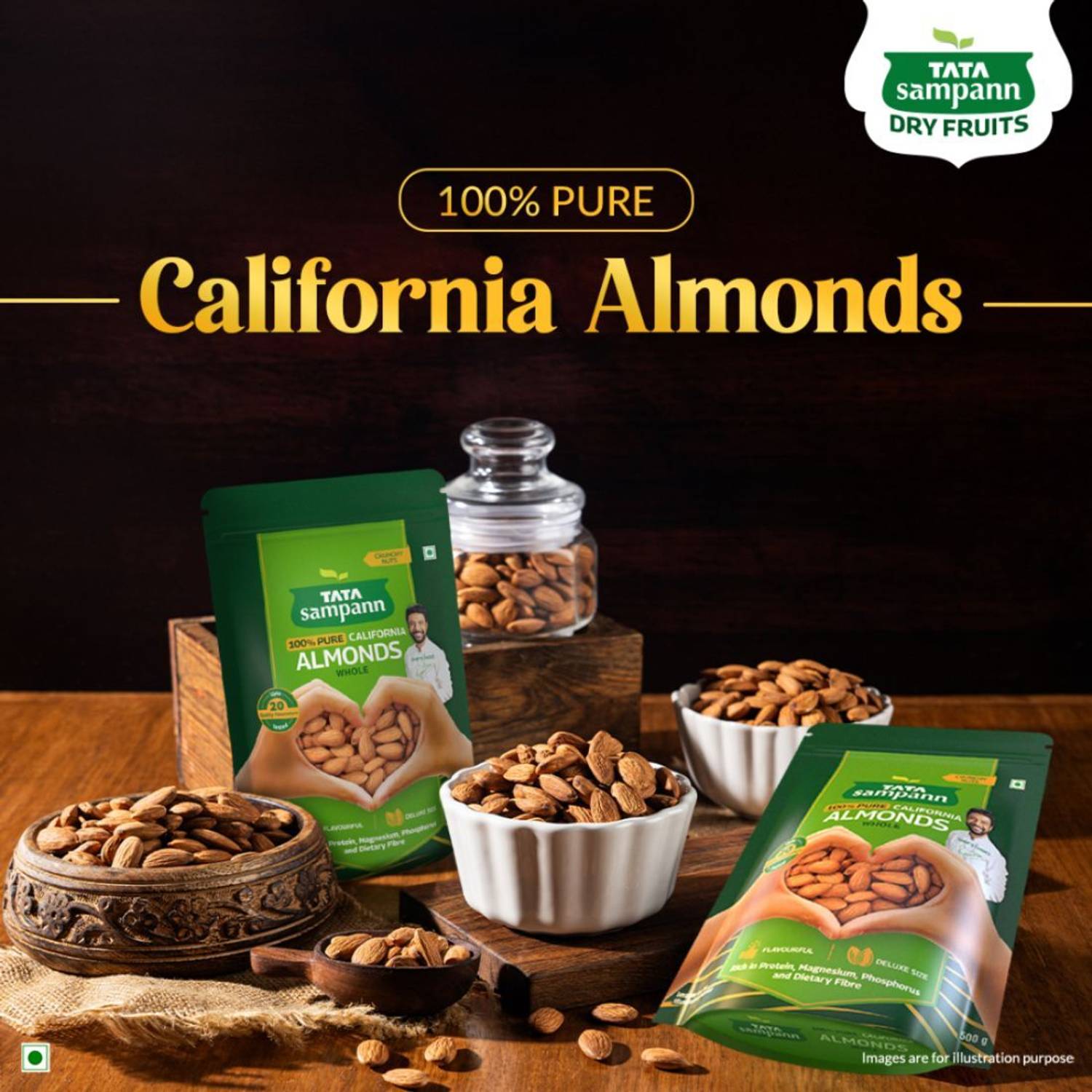 Tata Sampann 100% Pure California Almonds 100g - Image 3