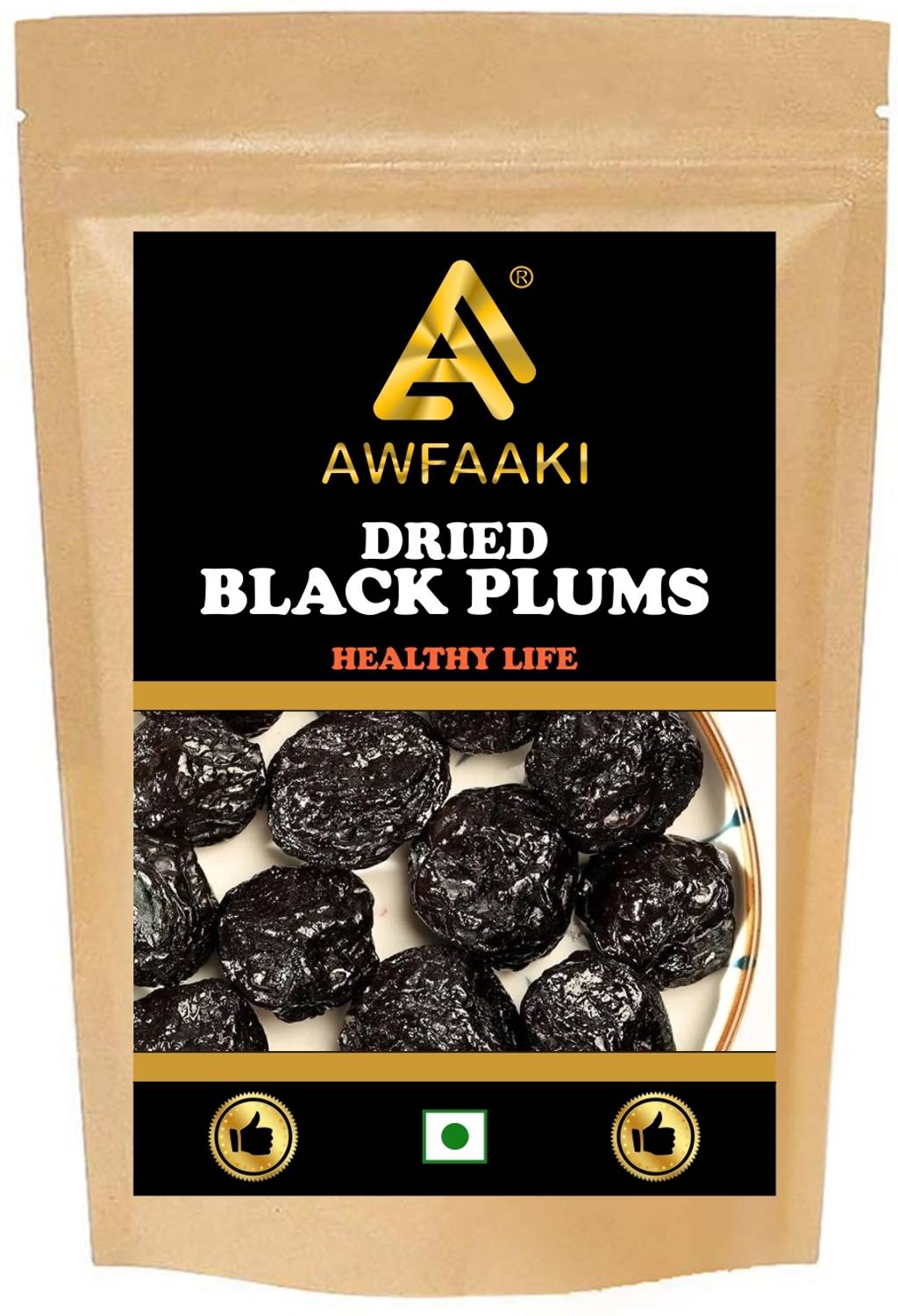 AWFAAKI Dried Black Plums | Dehydrated Whole Black Plums | Dried Jamun 250 g Plums