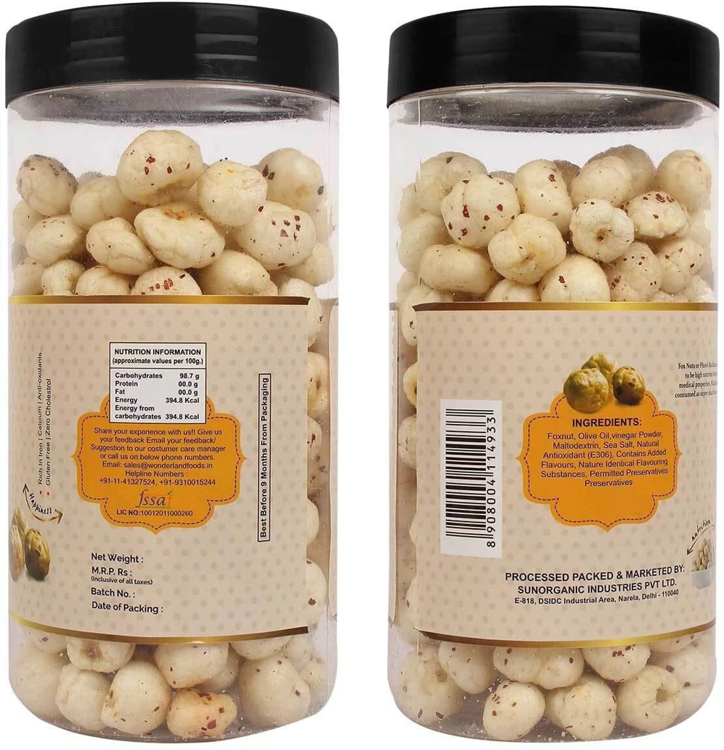 Image of WONDERLAND Roasted Makhana Wasabi, Sea Salt Vinegar & Peri Peri Foxnuts Assorted Nuts