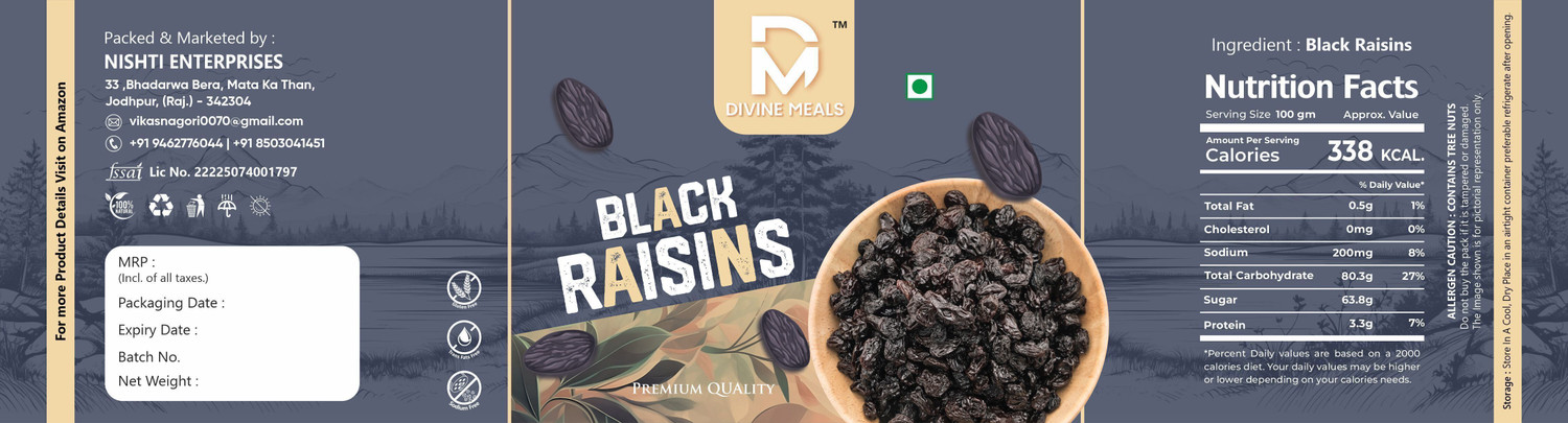 Image of Divine Meals Premium Dry Fruits Combo-Almonds, Cashews, Black Raisins & Green Raisins Almonds, Cashews, Raisins (4 x 100 g)