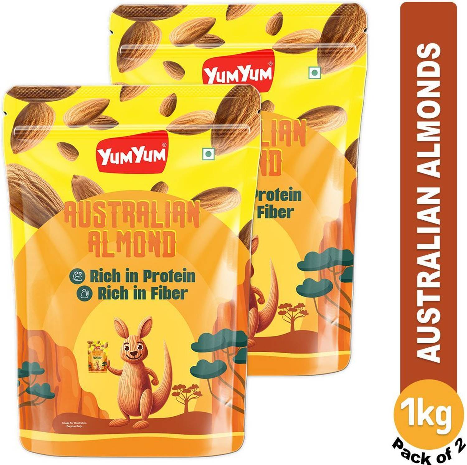 YUM YUM Australian Almond 1kg, Australian Badam, Dry Fruits