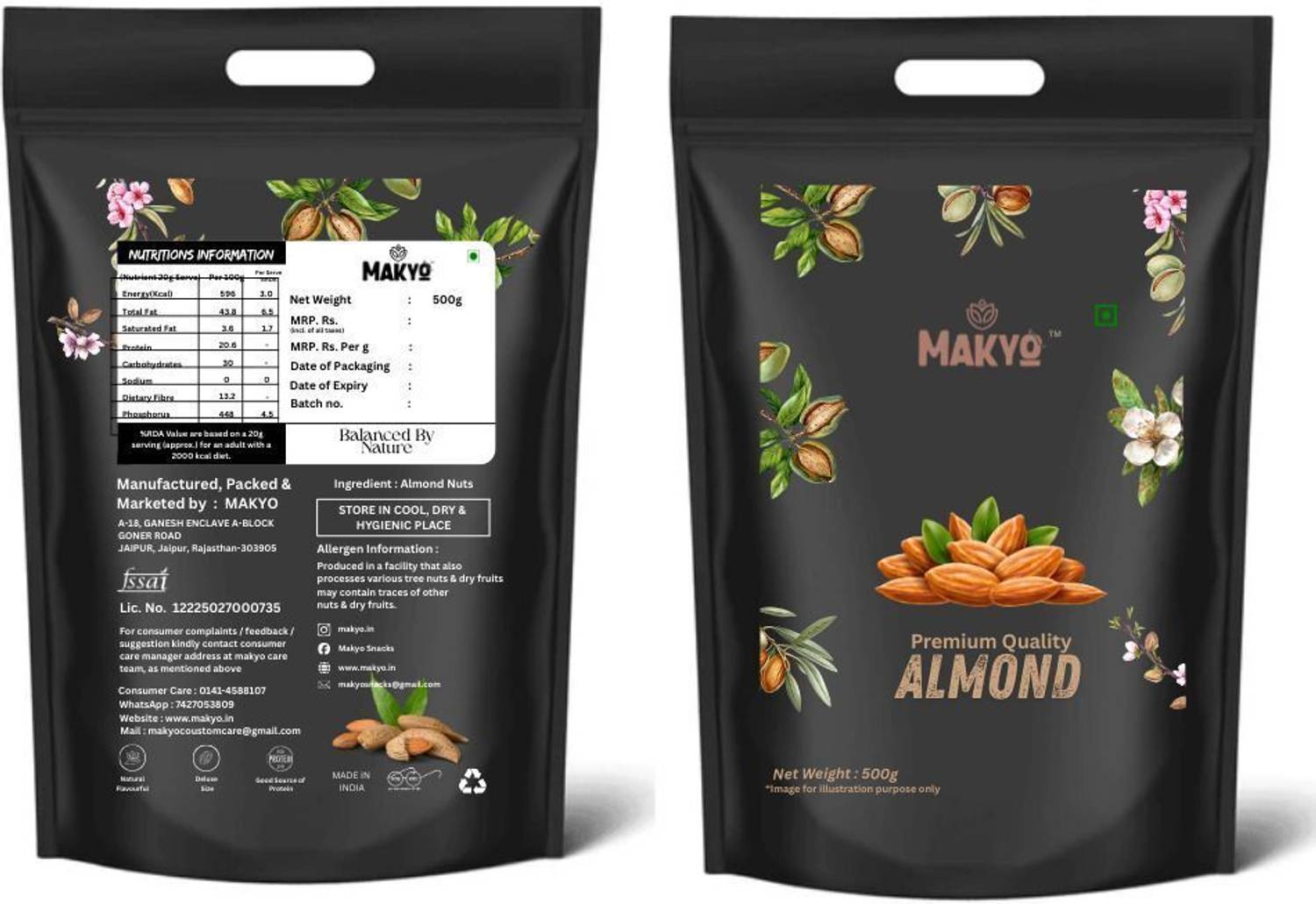 MAKYO Almond 500g & Cashew 500g Combo - Image 2