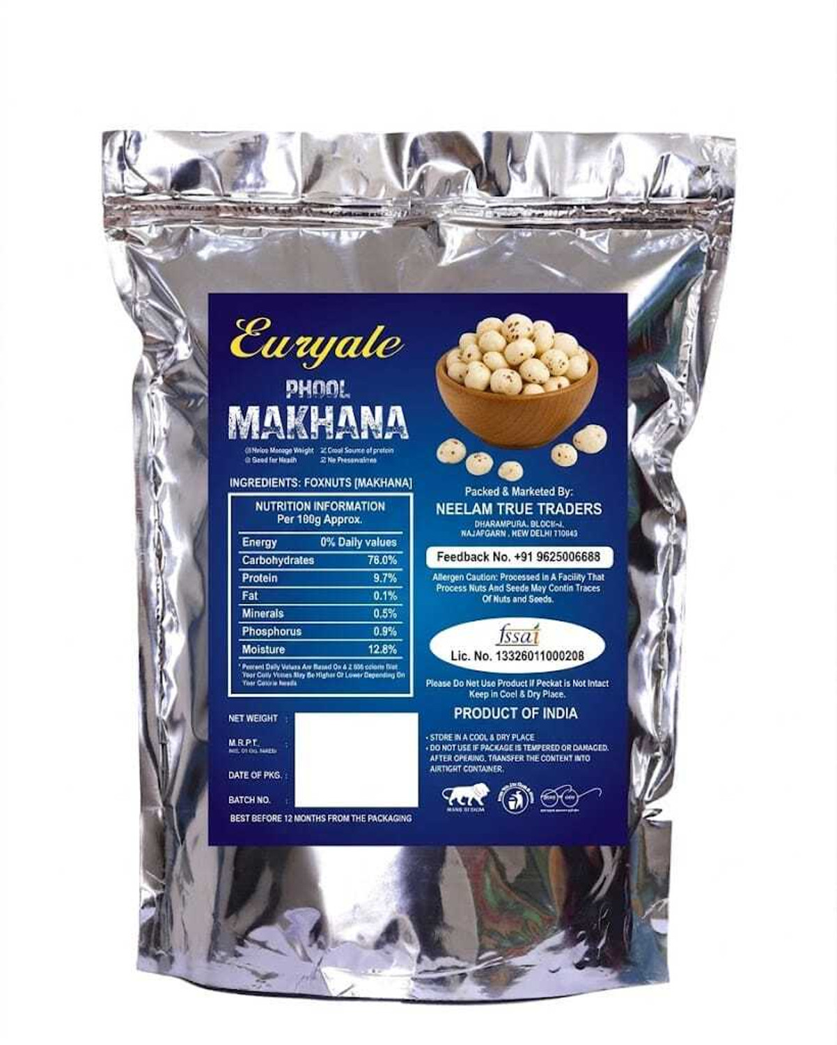 Image of euryale Natural High Protein Makhana Lotus Seeds makhana (50gm) Fox Nut