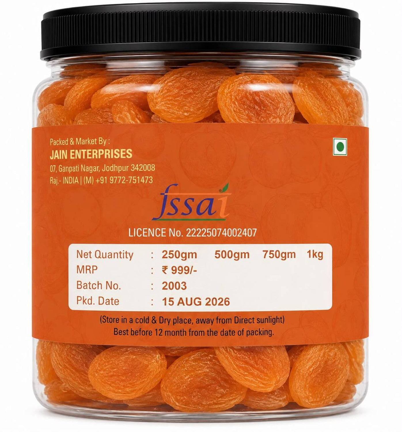 Image of Fresh N Organic Premium Turkish Apricots Apricots (1 x 1 kg)