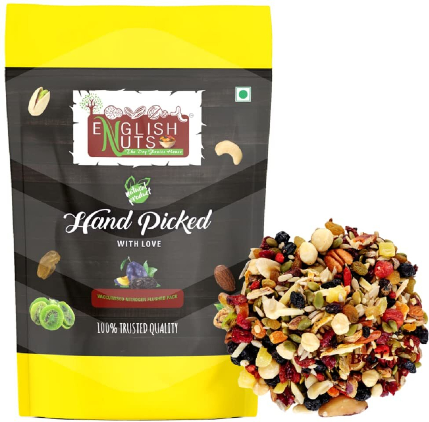 Image of ENGLISH NUTS 1 Kg Premium International Mix Nuts | Mixed Dry fruits, Seeds & Berries 12 in 1 Assorted Seeds & Nuts, Walnuts, Raisins, Cashews, Almonds, Blueberry, Cranberries, Kiwi