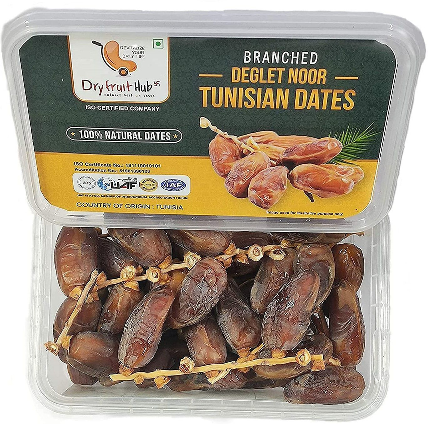 Image of Dry Fruit Hub Tunisian Date 800gm Branched Dates Tunisia Dates, Dates Tunisian Dates (2 x 400 g)