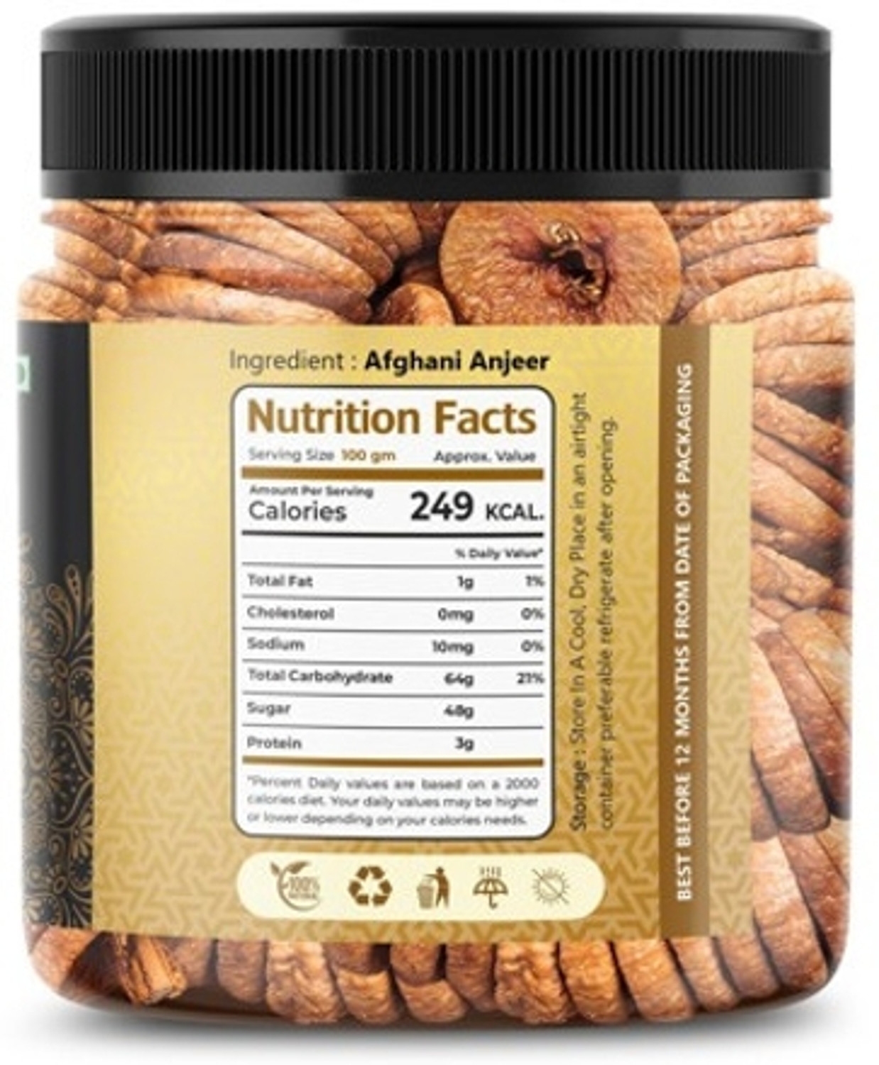 Image of Get Fresh Afghani Anjeer 1kg | Soft Juicy Dried Figs | Healthy Snack Figs
