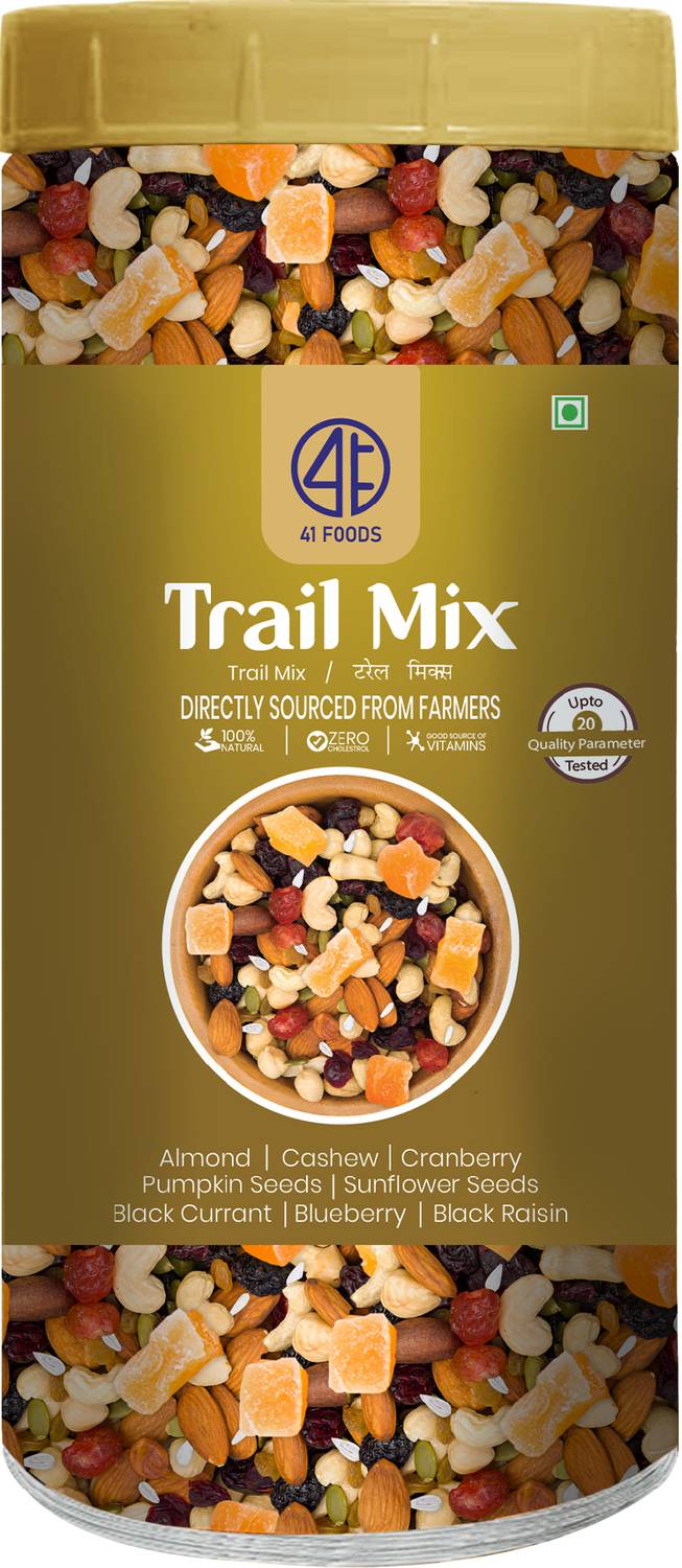 41 foods Trail Mix Dry Fruits, Nuts & Seeds | 8 in 1 Superfoods Mix | Pumpkin, Sunflower Assorted Fruits & Nuts, Almonds, Cashews, Blueberry, Cranberries, Black Currant, Raisins