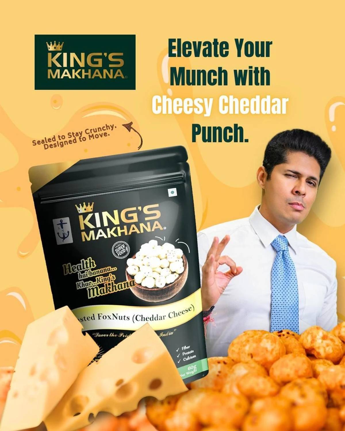 KING'S MAKHANA BIG SIZE Roasted (60g eah) Zip-Lock Resealable