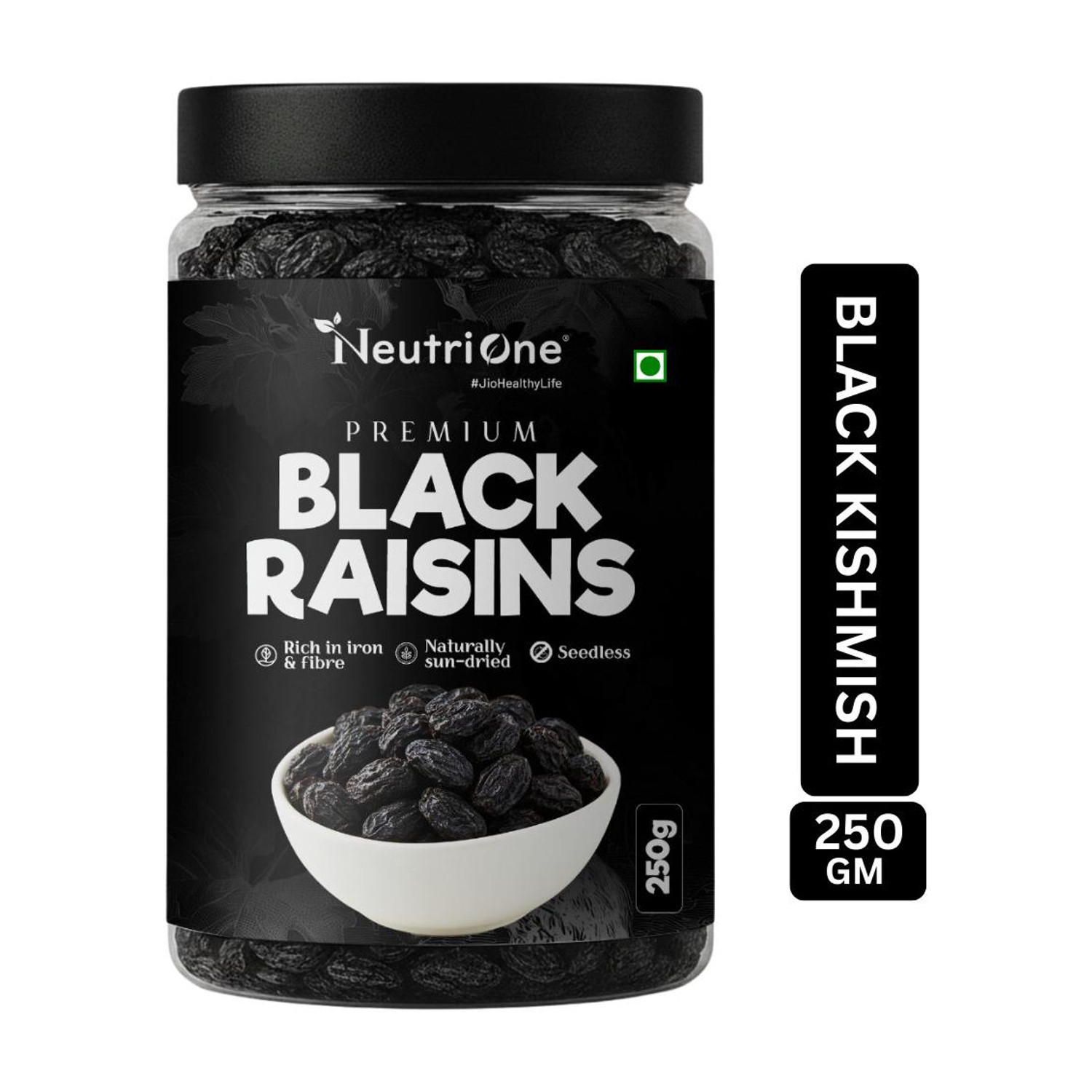 Image of NeutriOne Premium Black Raisins Kishmish | Seedless Dry Fruit | Rich in Iron | Kismish Raisins