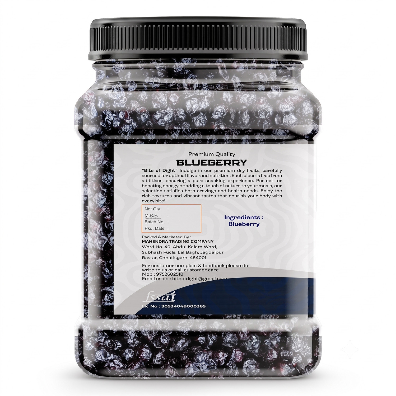 Image of Bite Of Dight Natural & Premium Bule Berry | High Protien {500gm} Blueberry (1 x 500 g)