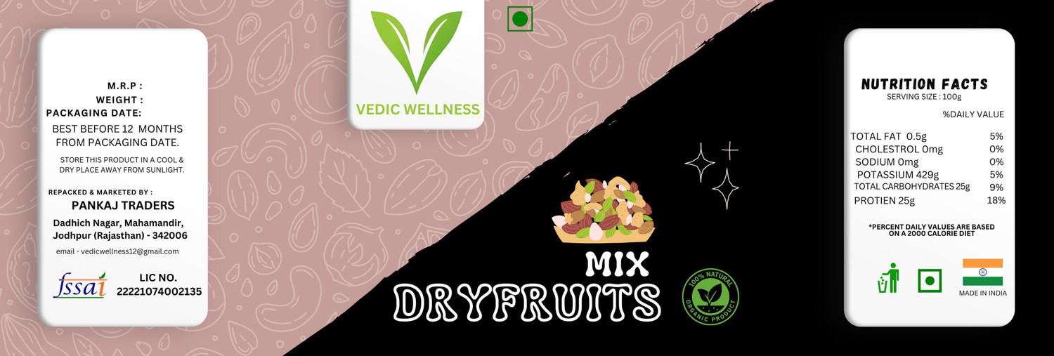 Image of vedic Wellness Premium Fruit, Nut & Fiber SuperMix, Healthy Mixed Nuts with Dry Fruits