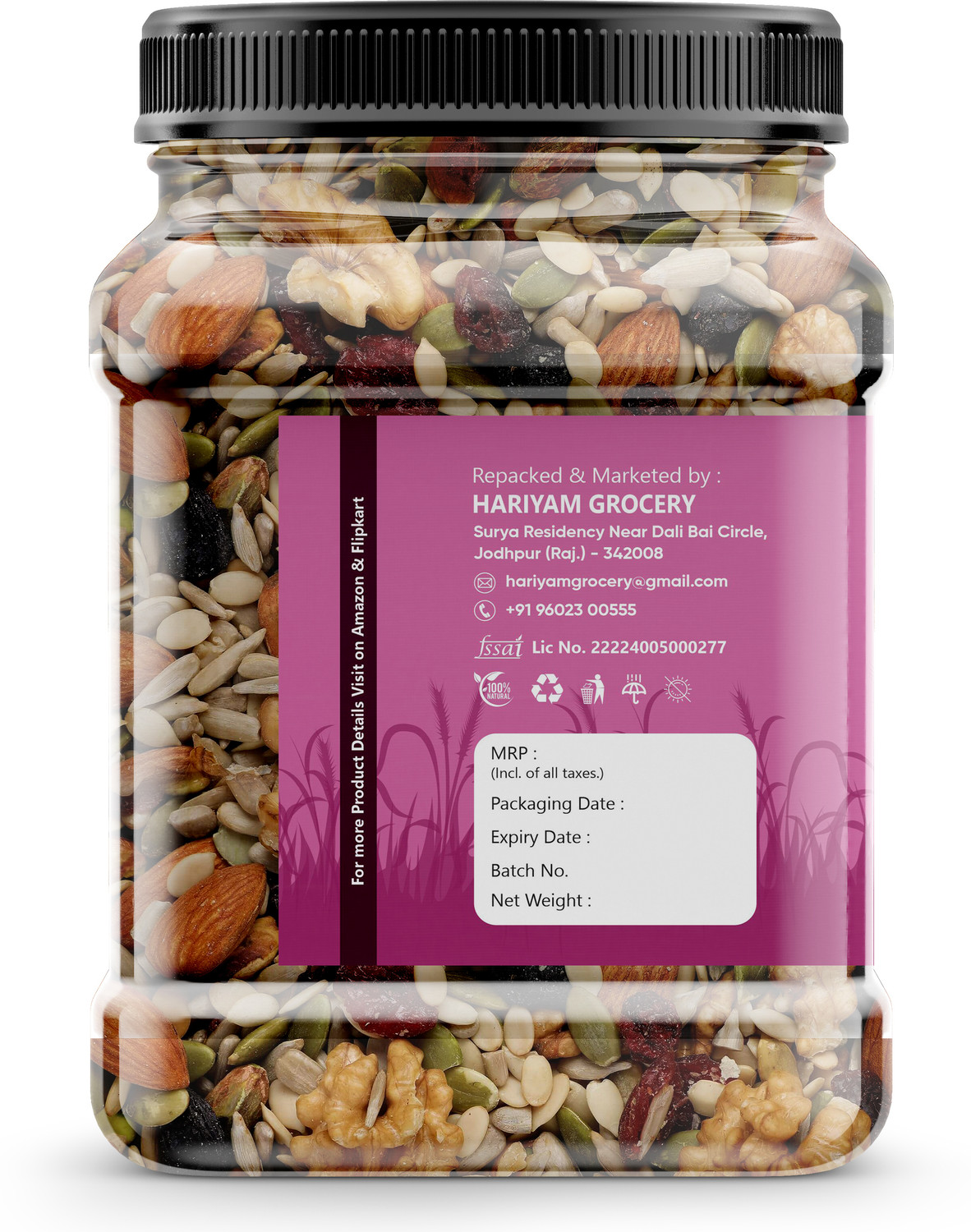 Image of HARIYAM Trail Mix | Mixture Of Dry Fruits JAR{Almond,Cashews,Seeds And Many More} Assorted Seeds & Nuts