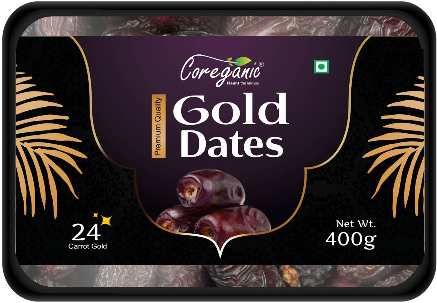 Coreganic Premium Gold Black dates For Strong Bones , 100% Fresh & Natural Dates