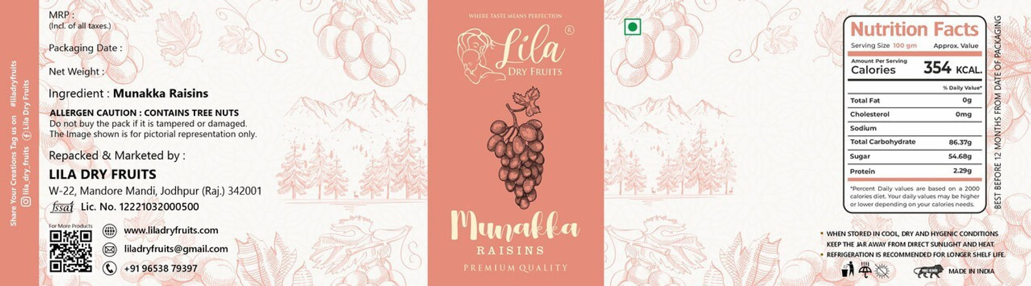 Image of lila dry fruits Premium Dried, Nutritious & Delicious Munakka Raisins| Munkadakh Kishmish Raisins