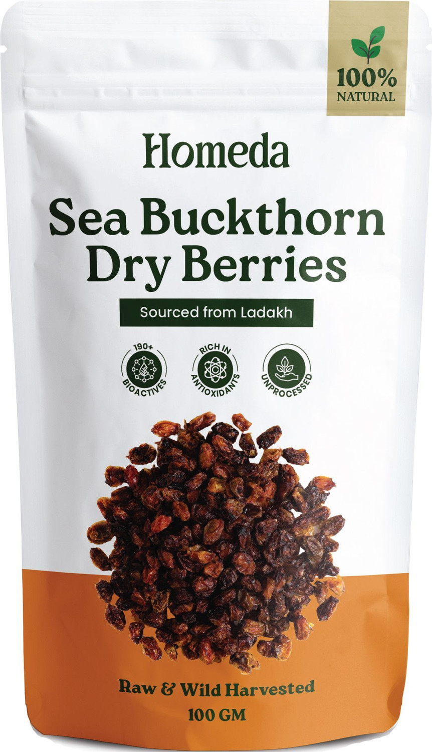 Image of Homeda Sea Buckthorn Berry - Protein-Rich Omega, Vitamin | Seabuckthorn Berry Dry Seed Golden Berries