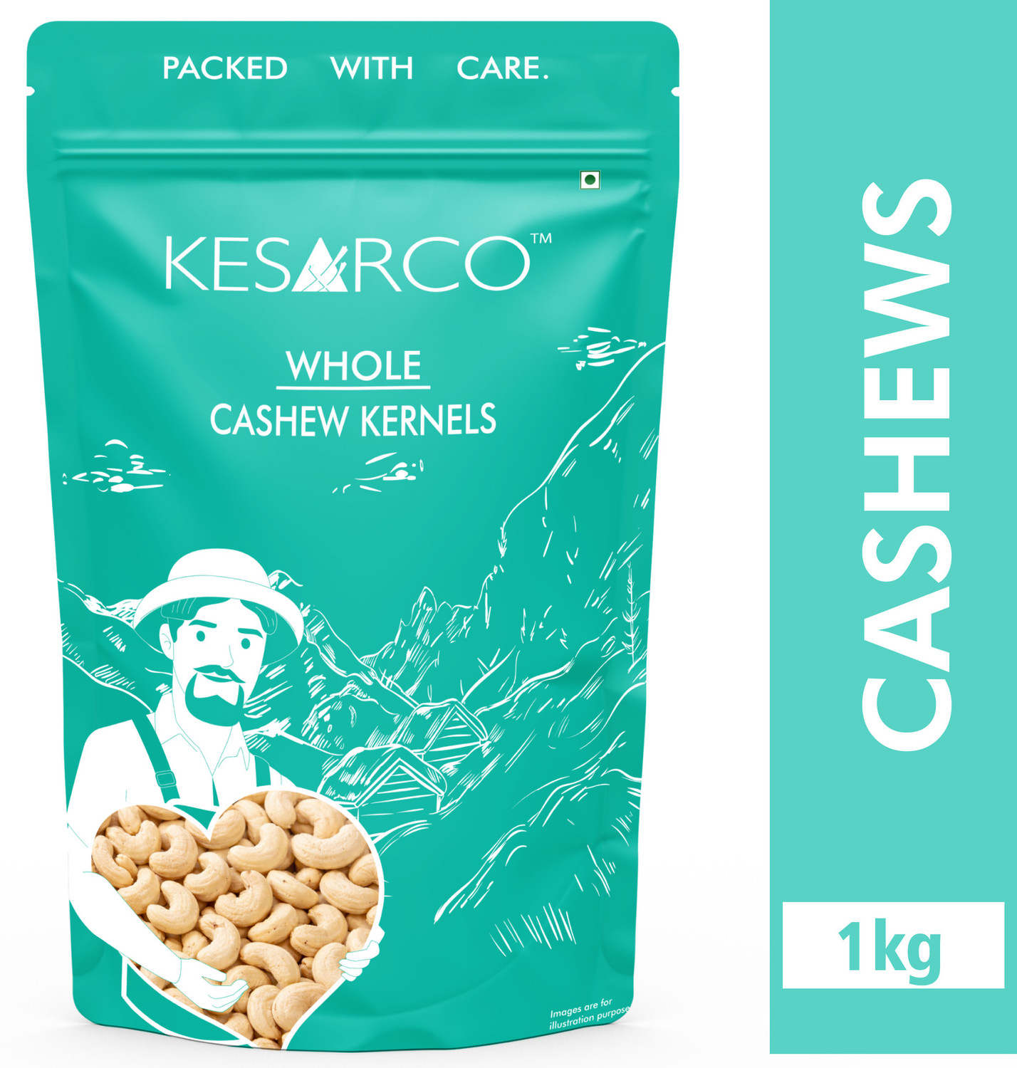Image of KESARCO 100% Natural Premium Whole Cashews , Kaju nuts, Gluten Free - 1 kg Cashews