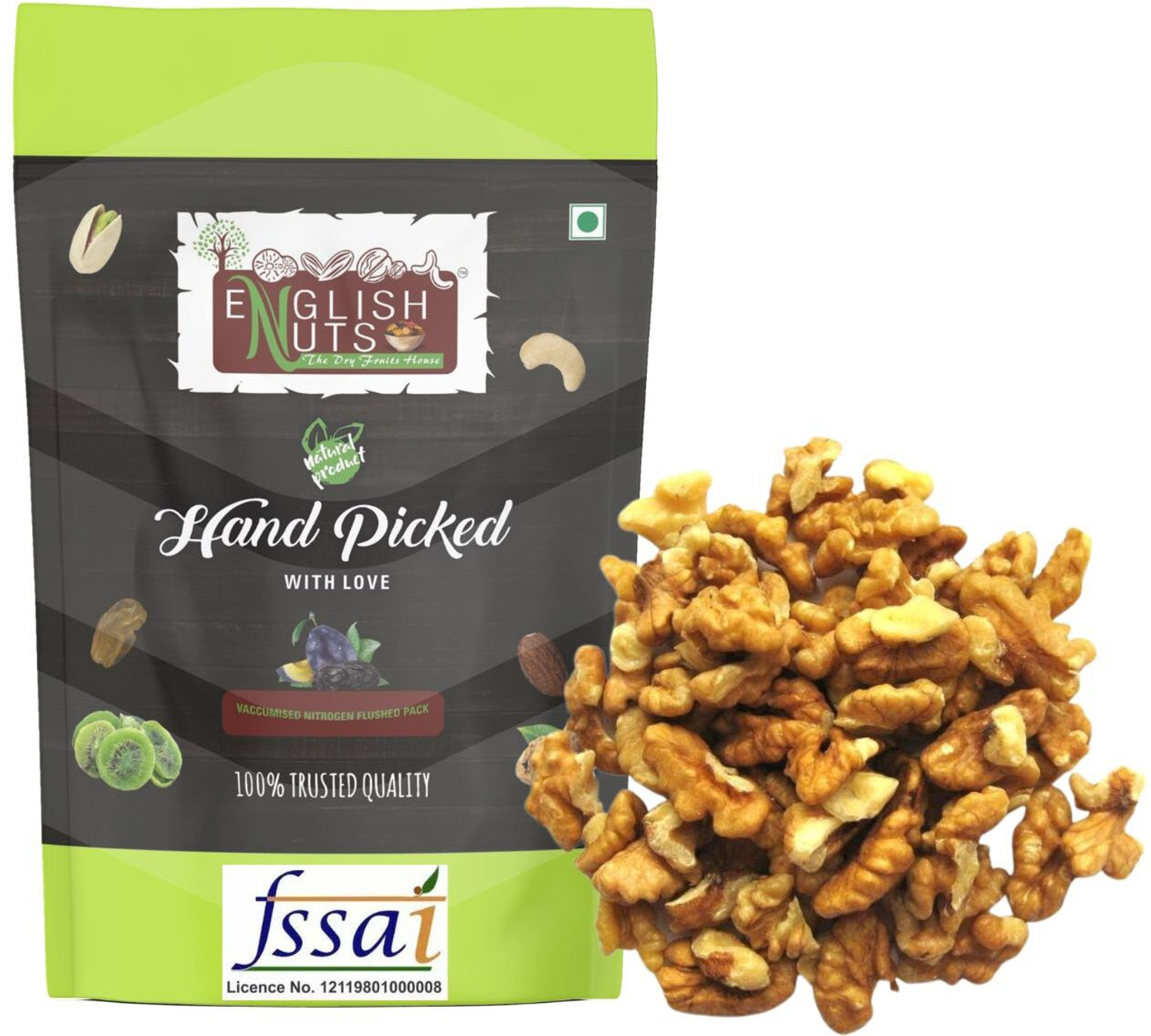 Image of ENGLISH NUTS 1 Kg Kashmiri Walnut Quarter Kernels Akhrot Giri | Vaccum Pack | Fresh Crop Walnuts, Kernels