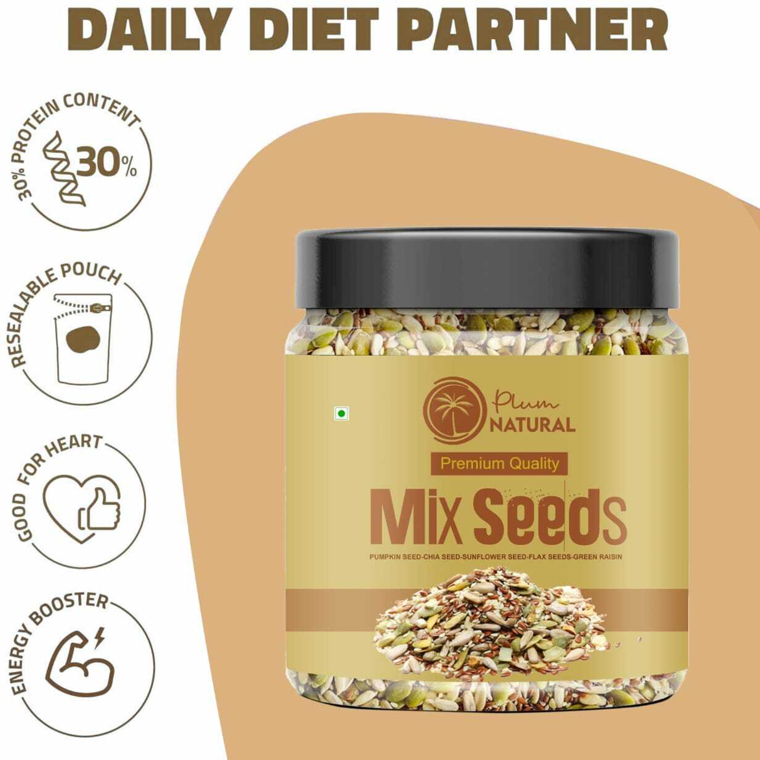 Image of Plum Natural Premium Nutritious Healthy Mix Seeds Dry Fruits Mixed Seeds