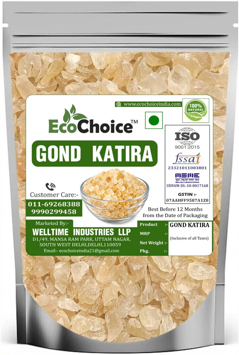 Ecochoice Pure Natural Gond Katira Seeds & Nuts (75g) - Image 5