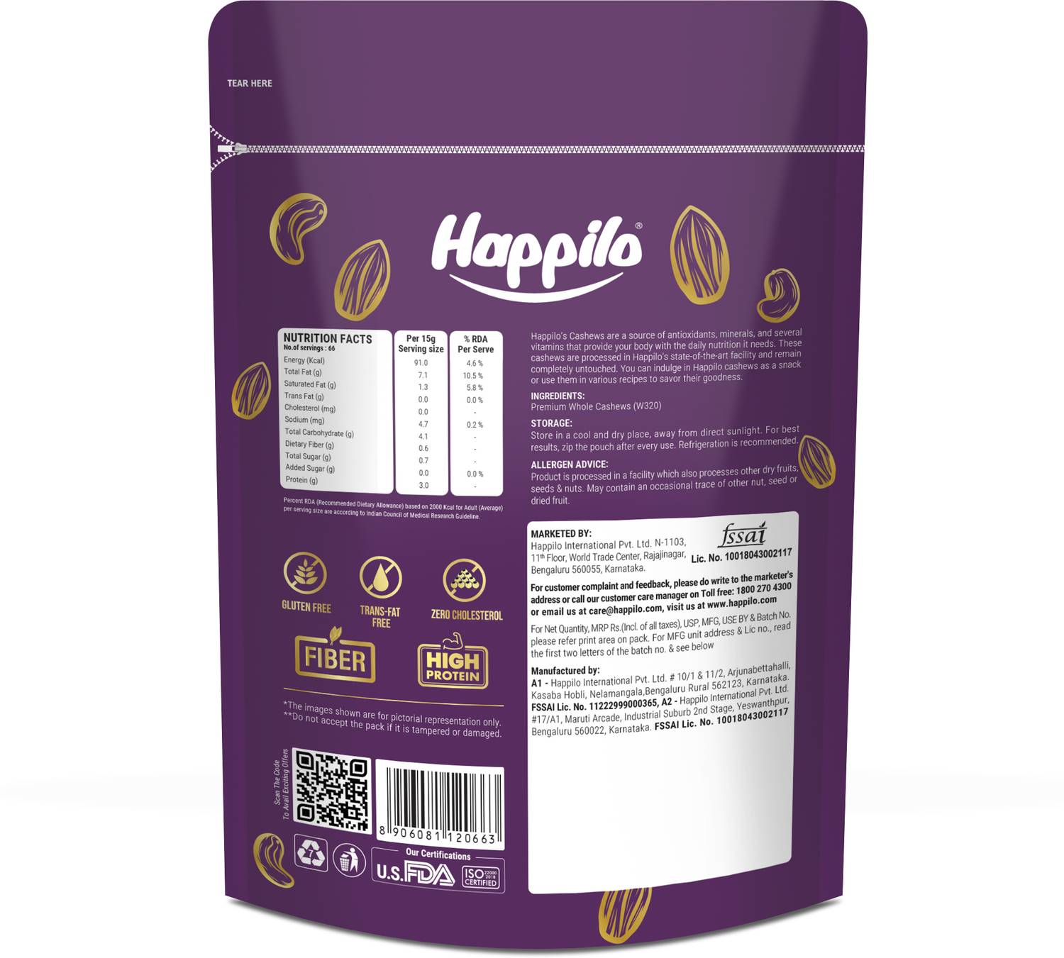 Happilo 100% Natural Premium Whole Cashews 1000g Super Saver Cash... more