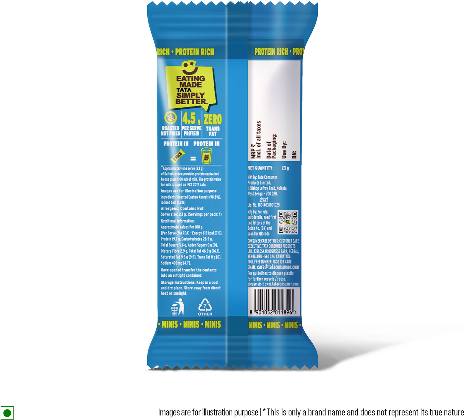 Image of Tata Simply Better Classic Salted & Roasted Cashew 23 g | Premium Nut Snack | Cashews