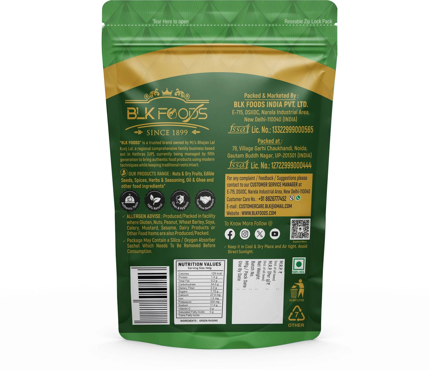 BLK FOODS 1 Kg Daily Kishmish Raisins (1 x 1000 g)
