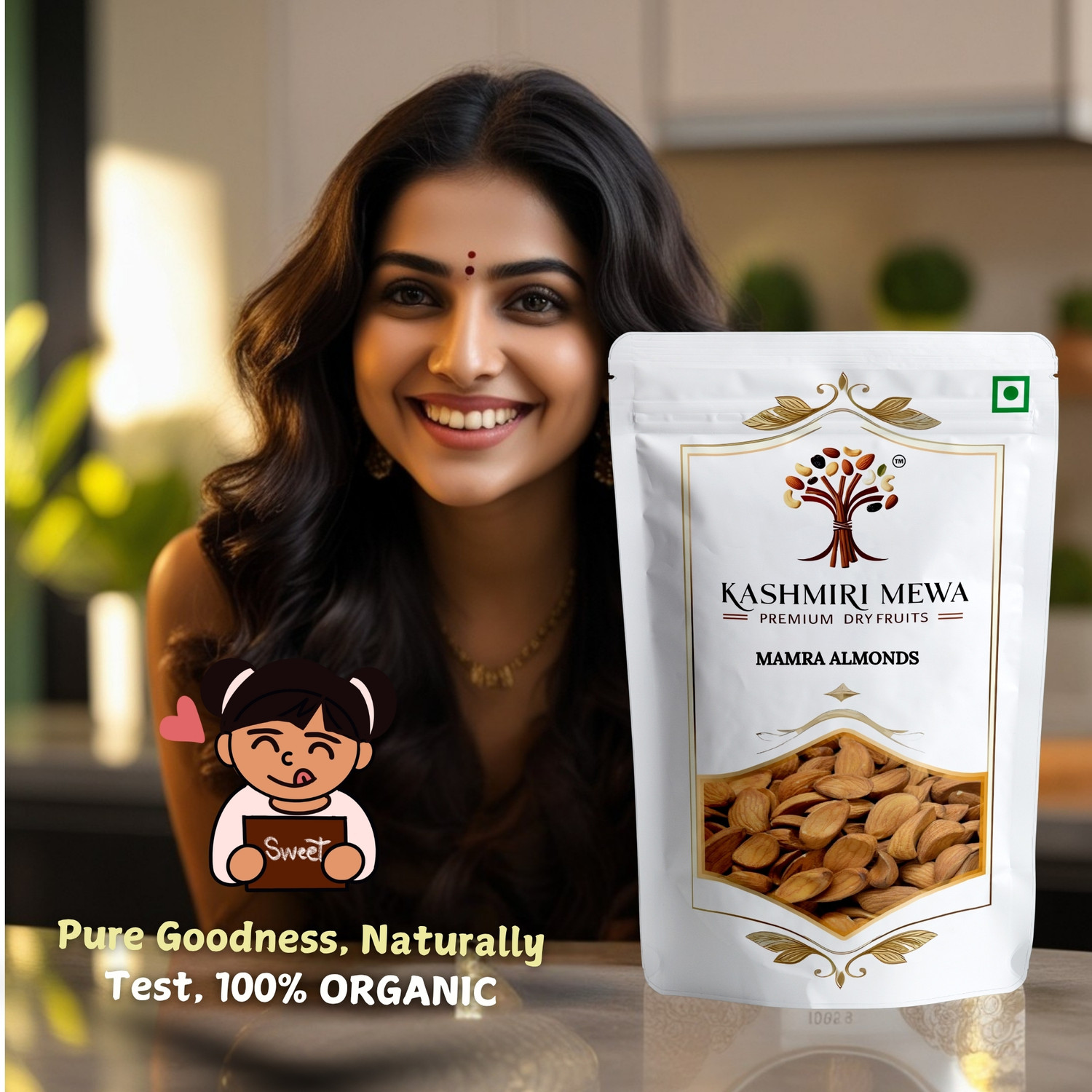 Image of Kashmiri Mewa Mamra Almonds - Handpicked Premium Organic Badam Giri Almonds