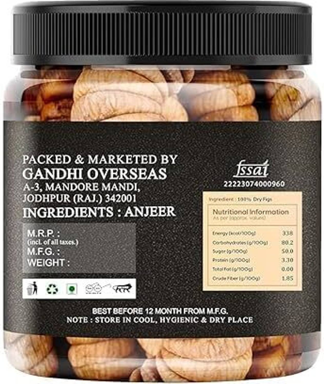 Afgani Farm ANJEER_1OOOGM (1OOOG) Figs (1 x 1 kg)