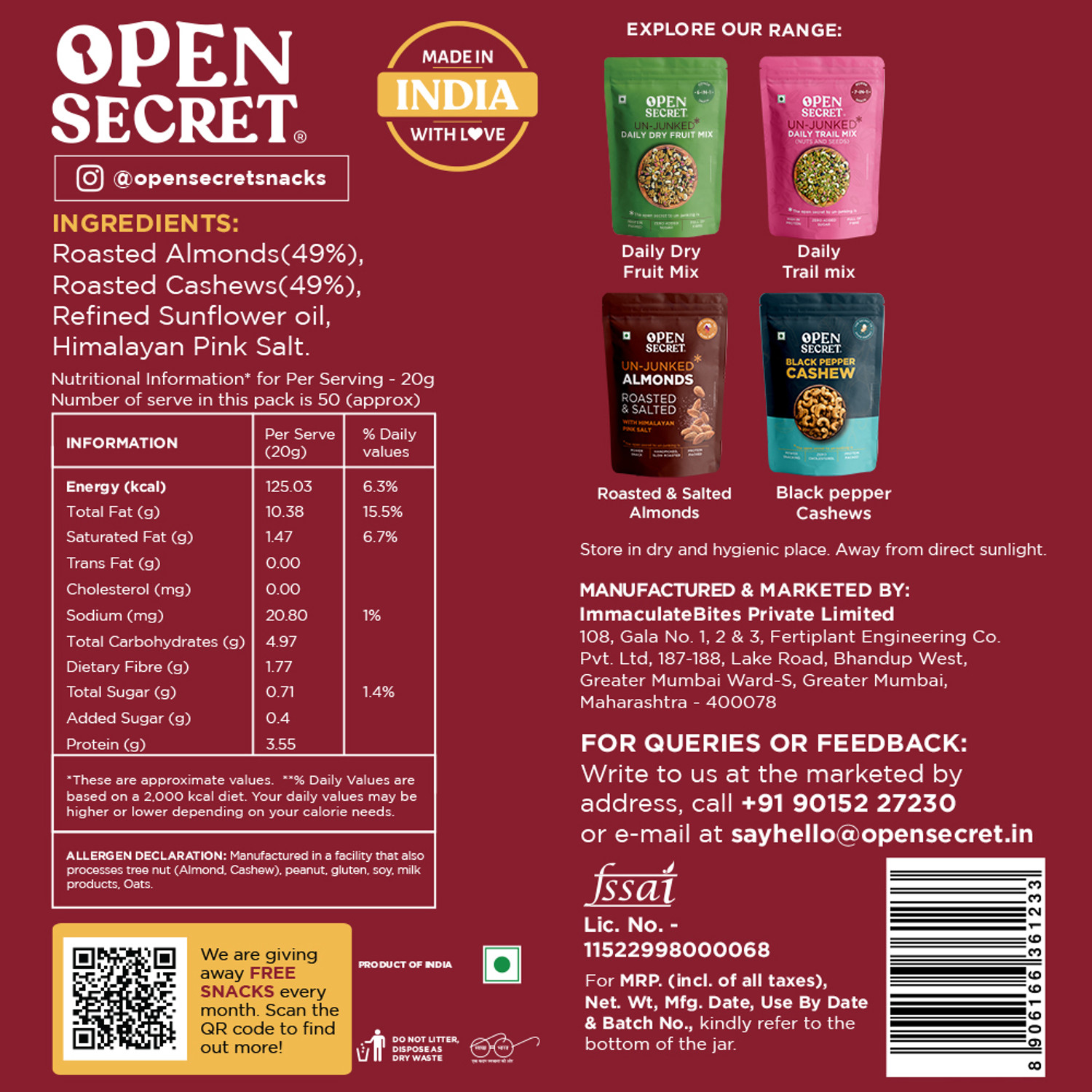 Image of OPEN SECRET Roasted and Salted Almonds & Cashews Assorted Nuts