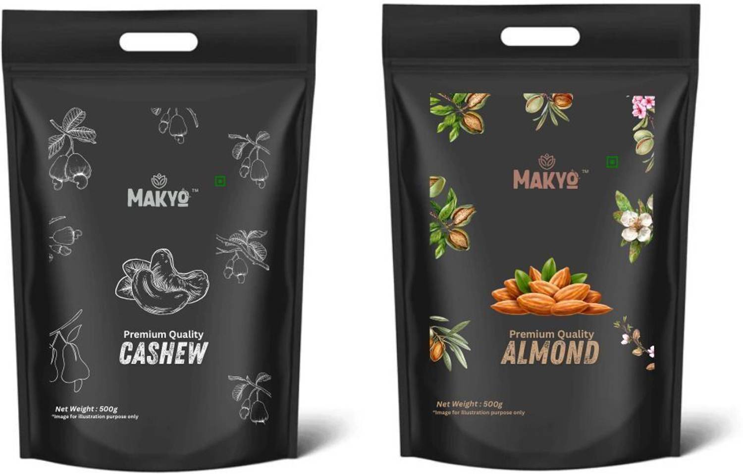 MAKYO Almond 500g & Cashew 500g Combo - Image 1